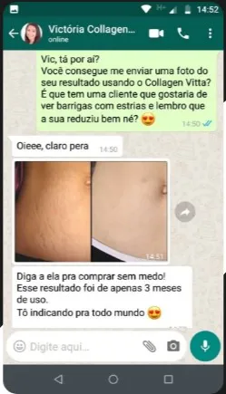 Depoimento de uma cliente do Collagem vitta sobre o uso do colágeno.